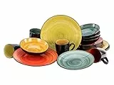 CreaTable, 20210, Serie SAMOA, 16-teiliges Geschirrset für 4 Personen, Kombiservice aus Steinzeug, spülmaschinen- und mikrowellengeeignet, Qualitätsproduktion