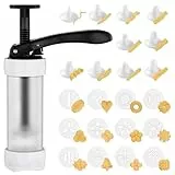 GDL Gebäckpresse, Multifunktionale Spritzgebäck Maschine mit 12 Schablonen und 10 Tüllen, Kekspresse Teigpresse für Churros Kuchen Kekse, DIY Dekorieren von Kuchen und Desserts, Festliches Muss, Weiß