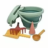 Schildkröt® 7in1 Sand Toys Set in Bio-Qualität: Innovatives Sand-Spielset mit 6 Werkzeugen aus Zuckerrohr zum Graben, Formen, Sieben und Rechen, Faltbarer 3 Liter Eimer