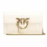 Pinko LOVE ONE WALLET C VITELLO SETA, Damen LIEBE EINE GELDBÖRSE C VITELLO SETA, Z14Q_BIANCO SETA-ANTIQUE GOLD,