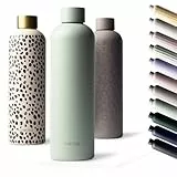 MAMEIDO Thermosflasche 1 l, auslaufsichere Trinkflasche Edelstahl, Kohlensäure geeignet, BPA frei, Isolierflasche 12h heiß & 24h kalt (Desert Sage)