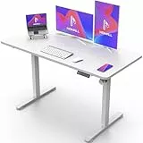 Homall Höhenverstellbarer Schreibtisch mit USB-Buchse 120x60 cm, Computer Stehschreibtisch, Ergonomischer Homeoffice-Tisch (120x60cm, Weiß)