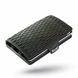 I-CLIP Original Geldbörse mit Münzfach - Slim Wallet - Leder Geldbörse mit Geldklammer - Schwarz mit schwarzem Rahmen