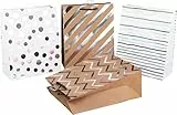 HEKU Premium XL-Geschenktaschen 'Streifen & Punkte' mit Hotfoil-Veredelung, 4 Stück | 33x26x13 cm I Umweltfreundlich & Wiederverwendbar