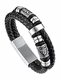 Bandmax Keltische Knoten Lederarmband Männer Viking Armbänder Herren Kompass Flechtarmband mit Magnetverschluss Manschette Armband 23cm Lederarmreif Wikingerschmuck für Vater