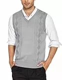 COOFANDY Pullunder Herren V-Ausschnitt Ärmellose Pullover Regular Fit Strickweste Business Pullunder Winter Sweater Weste Vest Grau S