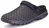 Eagsouni Damen Herren Clogs Hausschuhe Gartenschuhe Sommer Badelatschen Strand Schuhe Sandalen Pantoletten, Schwarz, 45 EU