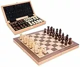 Engelhart – 151203 – Schachspiel aus Buchenholz mit Nussbaumfurnier – zusammenklappbar – Maße: 30 x 30 x 5 cm – König: 64 mm, Feld 33 mm – inkl. Spielfiguren