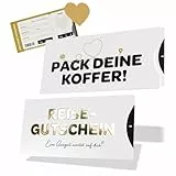 Creatastic® - Reisegutschein [Hülle, Karte mit Goldlack, Rubbelaufkleber] Gutschein Karte | Reisegutschein Geschenk Verpackung | Flugticket Geschenk | Gutschein Reise Kreuzfahrt Geburtstagskarte