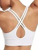 Leversic Sport BH Push up Cross Back Design Bustier Damen mit Gepolstert Ohne Bügel Damen-BHS mittelstarkem für Fitness Lauf Joggen, (650) 1pc-Weiß, M