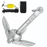 PEILU Faltbare Anker für Boote 700g Bootsanker Set mit Klappanker, 10m Ankerleine, Karabiner, Ankerboje & Tragtasche, Verzinkt Enterhaken für Kanus/Paddelbretter/Kajaks/Schlauchboote