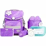SCHOOL-MOOD Timeless Pro Schulranzenset 7-teilig 23,5L Stauraum, ergonomisches Easy Fit System für 1 m bis 1,50 m Körpergröße, standfest, wasserdichter Stoff mit Reflektoren (Marie Pegasus)