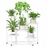 iDavosic.ly Pflanzenständer Metall Kunststoffe mit 6 Ebenen, Blumenständer Plant Stand Indoor Outdoor, Pflanzenregal Blumenregal Mehrstöckig für Draußen Balkon Wohnzimmer Terrasse, (Weiß)