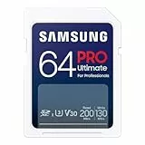 Samsung PRO Ultimate SD-Karte, 64 GB, UHS-I U3, Full HD & 4K UHD, 200 MB/s Lesen, 130 MB/s Schreiben, Speicherkarte für Kamera, PC, Drohne oder Action-Cam, MB-SY64S/WW