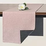 Banchif Tischläufer Abwaschbar Leinen tischläufer Anti-RutschStilvoll Beidseitig und dennoch Pflegeleicht Tischdeko für Esszimmer Party Urlaub Dekoration (Grau-Rosa, 30 x 240 cm)