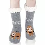 Belloxis Faultier Socken Faultier Geschenk für Frauen Haussocken Damen Hüttensocken Thermosocken Dicke Warme Wintersocken Rutschfeste Socken Damen 35-38