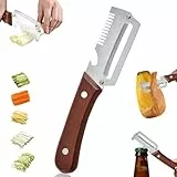3 in 1 Multifunktions-Gemüseschäler für die Küche mit Holzgriff und Flaschenöffner Edelstahl Sparschäler Gemüseschäler Küchenhelfer-Werkzeug zum Schälen von Obst, Kürbis, Kartoffeln, Karotten