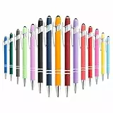 YWKJDDM Kugelschreiber, 15 Stück Druckkugelschreiber, Ergonomische Kugelschreiber mit Stylus für Büro und Haushalt