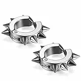 Flongo Edelstahl Creolen Gestüt Stecker Huggie Ohrringe Ohrstecker Ohrhänger Ohrclips Ohrklemme Fakeplugs Ohne Loch Kein Loch Bling Silber Spitze Nieten Punk Biker Herren, Damen
