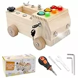 HENGBIRD Montessori Holz Schraubbrett Auto-Lichtschalter, Motorikspielzeug Motorikbrett Montessori Busy Board Holzspielzeug Lernspielzeug Geschenke für Kinder Jungen Mädchen ab 3 Jahre