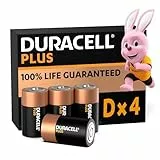 Duracell Plus D Batterien, LR20, 4 Stück, Alkaline Batterien D für Alltagsgeräte