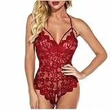 pitashe_Bekleidung Erotische Dessous-Set Damen Sexy Tiefer V-Ausschnitt Halfter Spitze Reizwäsche Negligee Babydoll Unregelmäßiger Hem Nachtwäsche Nachthemd Lingerie Nachtkleid G-String Sleepwear, M