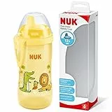 NUK Kiddy Cup Kleinkindbecher | 12+ Monate | 300 ml | Auslaufsicheres, verstärktes Trinkventil | Clip & Schutzkappe | BPA-frei | Gelb