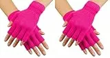 Boland - Fingerlose Neon Handschuhe, 80er Jahre, leuchten im Schwarzlicht, Armstulpen für Mottoparty, Karneval und Festival