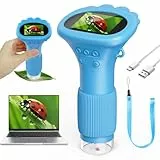 Lemoni mikroskop Ashfly-mikroskop für Kinder, lemoni Explorer - digitalermikroskop 2,0' IPS-Bildschirm USB Microscope LED Lights -Anschluss an PC, Mini-Mikroskop draussen ab 4 Jahren-Blau