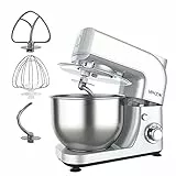 Vpcok Direct Küchenmaschine Knetmaschine 6 Geschwindigkeit Küchenmaschine Rührmaschine multifunktional mit Edelstahlschüssel Teigknetmaschine mit Rührbesen, Knethaken, Schlagbesen