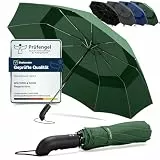 Regenschirm Taschenschirm Sturmfest + Auf-Zu Automatik & Schirm-Tasche, Schwarz | Herren Damen Reiseschirm - Kompakt Stabil, Teflon Wind- & Regen- Dicht | Taschenregenschirm Golfschirm Umbrella