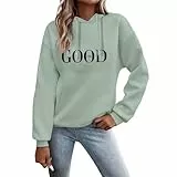 Fulidngzg Hoodie Damen Oversize, Pullover Sweatshirt Briefe Drucken Weihnachtspullover Langarm Rundhals Pulli Herbst Winter Frauen Locker Kapuzenpullover Sport Streetwear mit Kapuze Bluse Tops