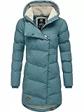 Ragwear wasserdichter Damen Wintermantel warmer Steppmantel lang mit Kapuze Pavla Intl Stone Blue25 Gr. L