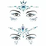 Gesicht Edelsteine Temporäre Tattoos Glitzer Schmucksteine Strass Gesicht Juwelen Kristalle Strasssteine Gesicht Temporäre Tattoos für Musikkarneval, Party, Make-up (2Stück)