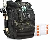BlesMaller Angelrucksack mit 4 Boxen & Rutenhaltern 45L große Angeltasche wasserabweisend Angelausrüstung Rucksack für Angeln Wandern Camping Trekking