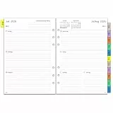 2026 2027 Wochenplaner Einlage A5 6 Löcher, auf Deutsch, 1 Woche 2 Seiten mit Monatsübersicht Notizen Kontakt, Aug 2026 - Jul 2027, 100 GSM Kalendereinlage für Kalender 2026/27 Planer Organizer