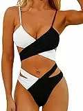 Tofern Damen Bikini Set Kreuz Bandage Zweiteiliger Badeanzug High Waist Sexy Modern Swimsuit