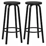 WOLTU Barhocker 2er Set, Barstuhl 72cm mit Fußstütze und Rutschfesten Pads, Runde Tresenhocker, für Küchen, Wohnzimmer, Esszimmer, Bar, Metall, Schwarz