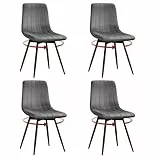 Klihome Esszimmerstühle 4er Set drehbar, Samt Küchenstühle Essstühle mit Rückenlehne, Metallbeine, Gepolsterte Stühle für Esszimmer Küche, Ergonomisch, Dunkelgrau