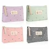 Newofview 4 Stück Kleine Kosmetiktasche Aus Segeltuch, Canvas Münztasche, Multifunktionale Makeup Tasche, Tragbare Kulturbeutel Für Damen, 17×11.5×4cm