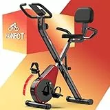 3-IN-1 Heimtrainer Fahrrad Klappbar, VANNECT Hometrainer Fahrrad mit Rückenlehne, 16 Stufen Magnetwiderstand, Monitor & Pulssensor, Leise & Platzsparend, Höhenverstellbarer Sitz, Belastbar bis 160 kg