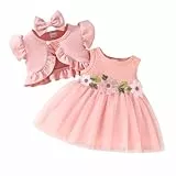 FYMNSI Baby M?dchen Prinzessin T?ll Kleid Mit Strickjacke 1. Geburtstag Outfit Kleinkinder Sommer Partykleid Fr?hling Festliches Festkleid Geburtstag Hochzeit Abendkleider Taufkleid Rosa 9-12 Monate