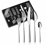 WMF Boston Besteckset 30-teilig für 6 Personen – Cromargan Edelstahl 18/10, poliert und rostfrei, spülmaschinenfest, Monobloc-Messer mit langlebiger Schärfe, elegantes Essbesteck für Alltag und Gäste