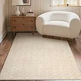 BEIMO Kurzflor Teppich Wohnzimmer, Cream Beige, 120x160cm