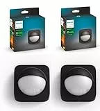 Philips Hue – 2x Outdoor Bewegungsmelder mit Tageslichtsensor, Schwarzk für smarte Beleuchtung, automatische Lichtsteuerung bei Bewegung für ein sicheres Zuhause,