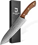 DRAGON RIOT Damastmesser, Kochmesser profi Messer, Damast Küchenmesser mit Geschenkbox, Handgeschmiedete Messer Japanisch, Fleischmesser extrem Scharf