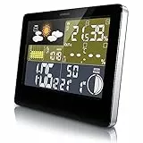 CSL Funk Wetterstation mit Farbdisplay inkl. Außensensor, DCF Empfangssignal Funkuhr, Innen und Außentemperatur Wettervorhersage-Piktogramm UVM. LCD-Display