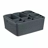 Relaxdays Schubladen Organizer 10-TLG. Set, Kunststoff Trennbox, grau