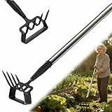 Gartenhacken zum Unkrautjäten, Werkzeug für Hacken mit Halterung für Garten mit verstellbarem Ring, Langer Griff-183cm Silber, verstellbar, zum Jäten