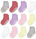 HYCLES Stoppersocken Kinder 12 Paars ABS Socken Kinder Baby Mädchen Kleinkind Rutschfeste Socken Antirutsch Socken für 1-3 Jahre